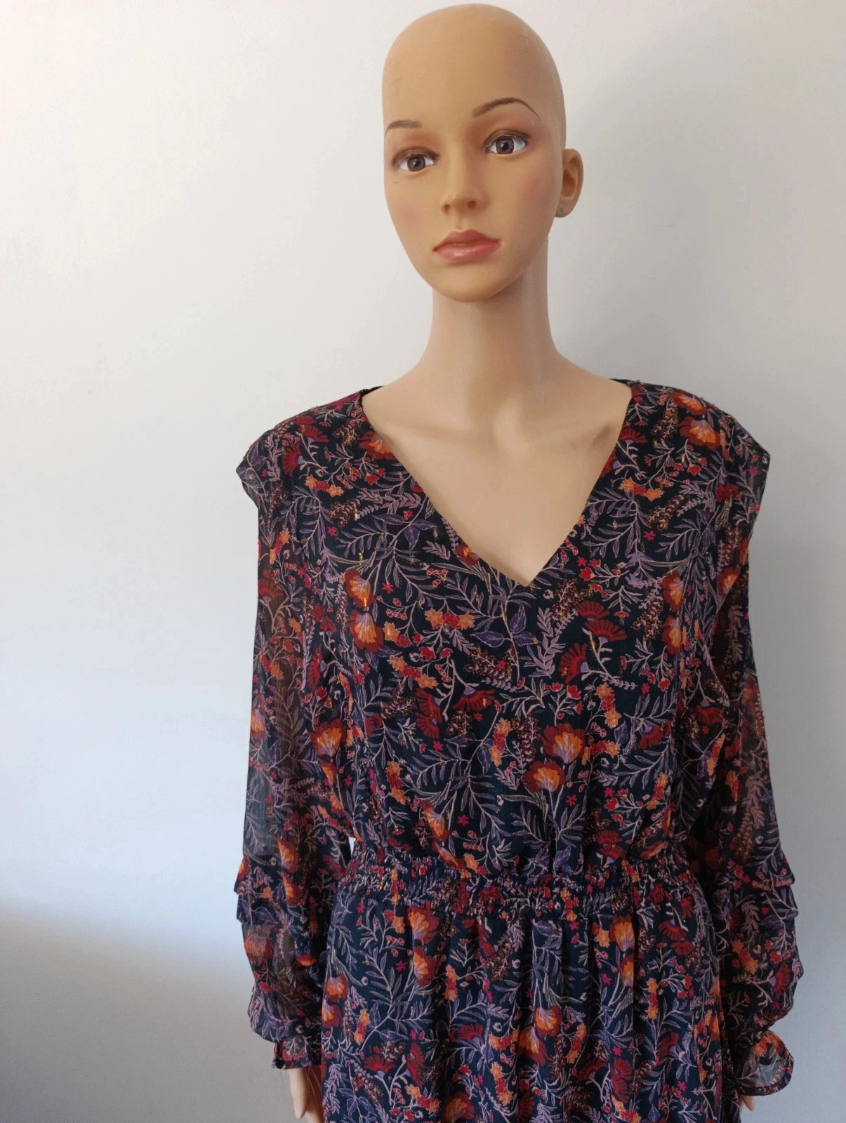 Vestido florido LH T40 - Mangas com babados - Cintura elástica - Forrado – photo 3